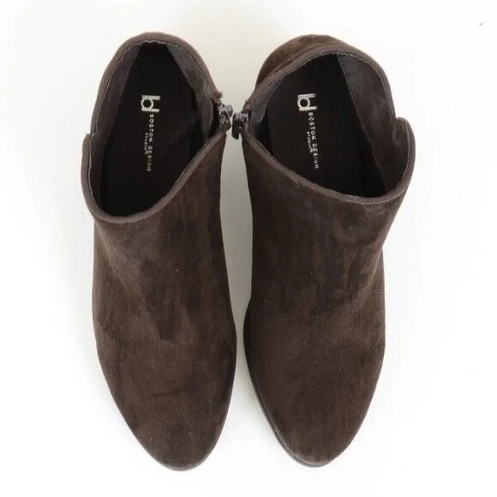 Side Step Women's 9.5 WIDE‎ Brown Faux Suede Booties Western Minimalist Festival